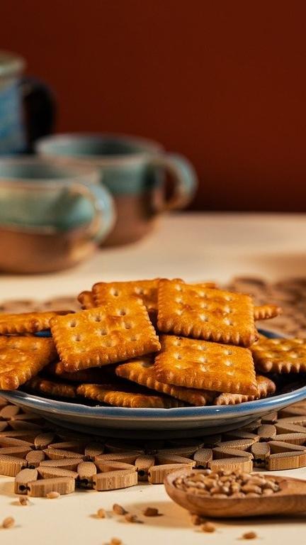 Biscuit selection on a plate